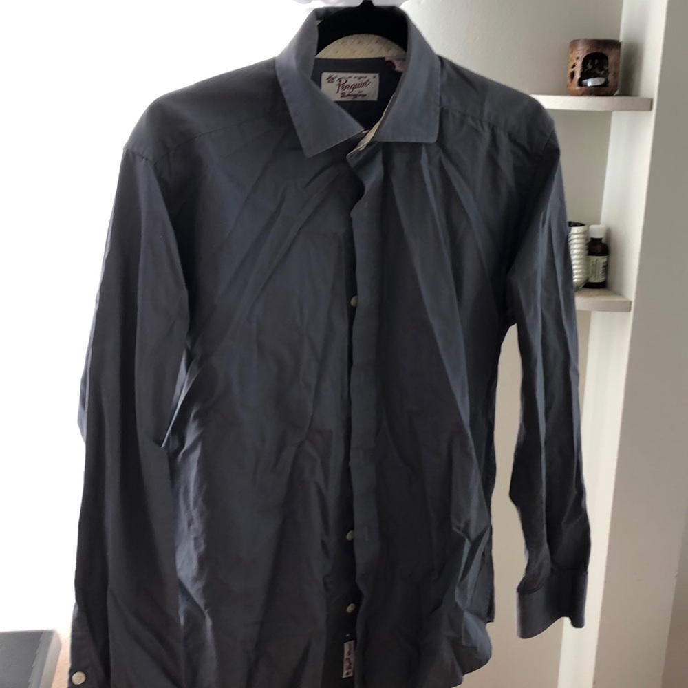 Mens penguin dress shirt grey nice needs an iron